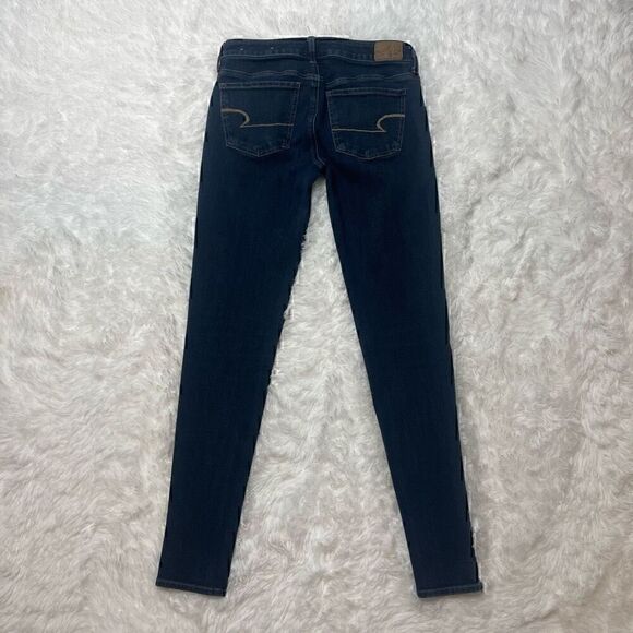 American Eagle Jeans Size 4 Long Super Stretch Skinny Dark Wash Blue - Picture 5 of 8